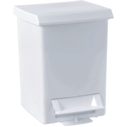 Poubelle à pédale 6 litres 280 x 210 x 210 mm, plastique blanc