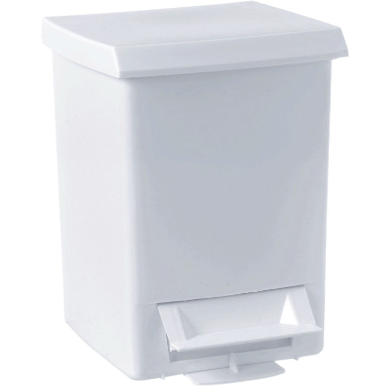 Poubelle à pédale 6 litres 280 x 210 x 210 mm, plastique blanc