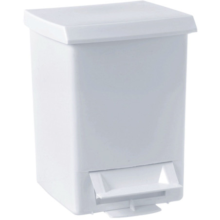 Poubelle à pédale 6 litres 280 x 210 x 210 mm, plastique blanc