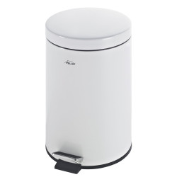 Poubelle à pédale 12 litres 400 x 320 mm, Ø 250 mm, acier époxy blanc