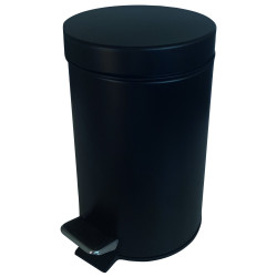Poubelle à pédale à poser 3 litres 270 x 230 mm, Ø 167 mm, acier laqué noir mat