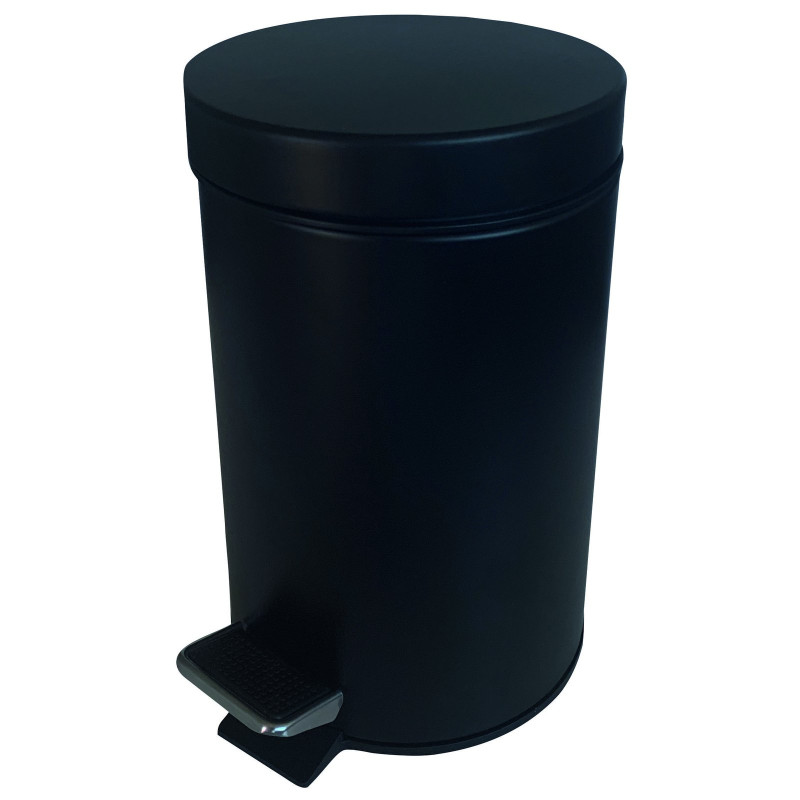 Poubelle à pédale à poser 5 litres 284 x 260 mm, Ø 203 mm, acier laqué noir mat
