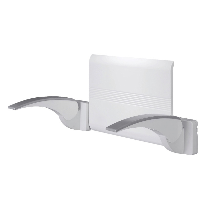 Dossier blanc + 2 accoudoirs bl/gris + verrous + clef, 673 x 350 x 398 mm, ABS
