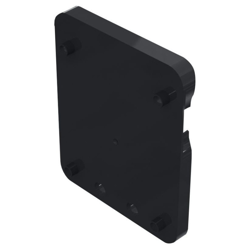 Platine 132x109x18,5 mm, 2 Verrous, clef, alu anodisé brillant et ABS anthracite