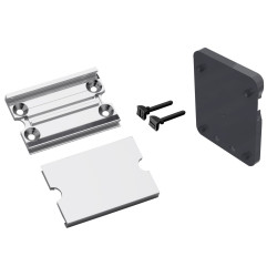Rail+platine+cache+verrous 132x109x20 mm, alu anodisé brillant et abs anthracite
