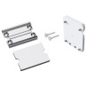 Rail+platine+cache+ 2 verrous 132x109x20 mm, alu. anodisé brillant et abs blanc