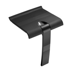 Siège de douche escamotable, 442x450x500 mm, pied alu. et assise noir mat