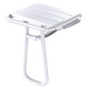 Siège de douche assise monobloc, avec béquille blanc, H500 mm, tube alu. Ø 25 mm