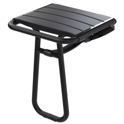 Siège de douche assise monobloc, avec béquille noir, H500 mm, tube alu. Ø 25 mm