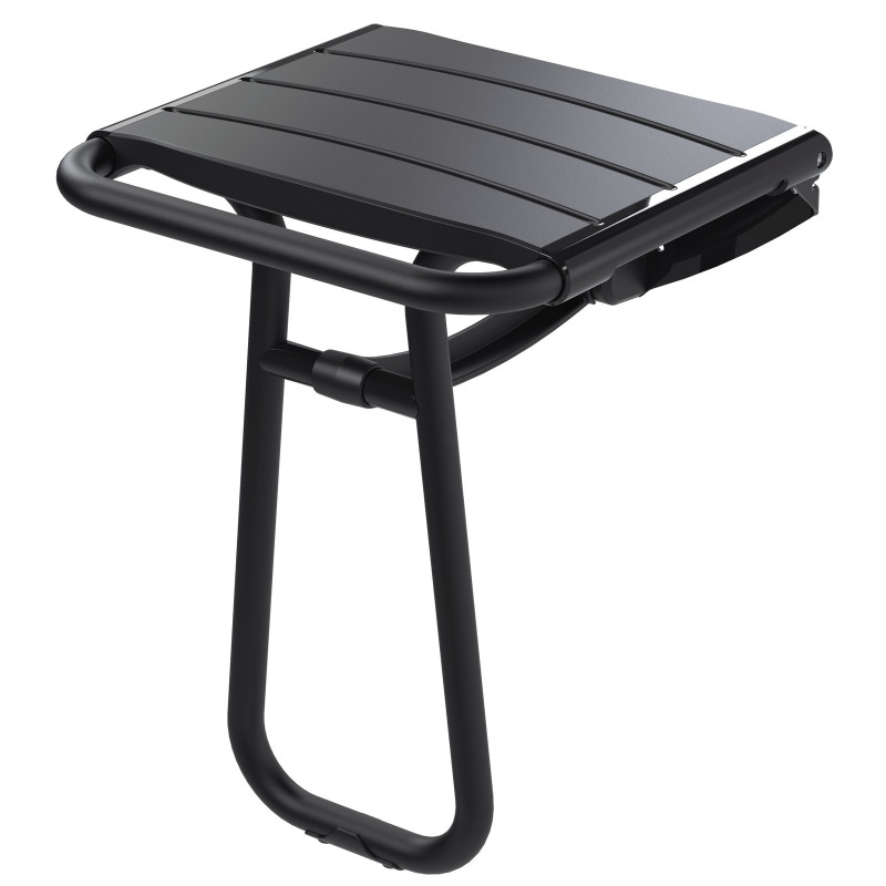 Siège de douche assise monobloc, avec béquille noir, H500 mm, tube alu. Ø 25 mm