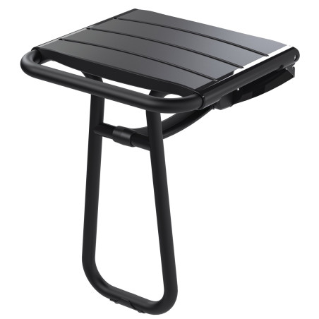Siège de douche assise monobloc, avec béquille noir, H500 mm, tube alu. Ø 25 mm