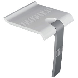 Siège de douche escamotable, 442x450x500 mm, pied alu. gris, assise ABS blanc