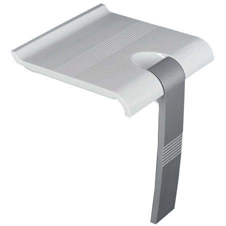 Siège de douche escamotable, 442x450x500 mm, pied alu. gris, assise ABS blanc