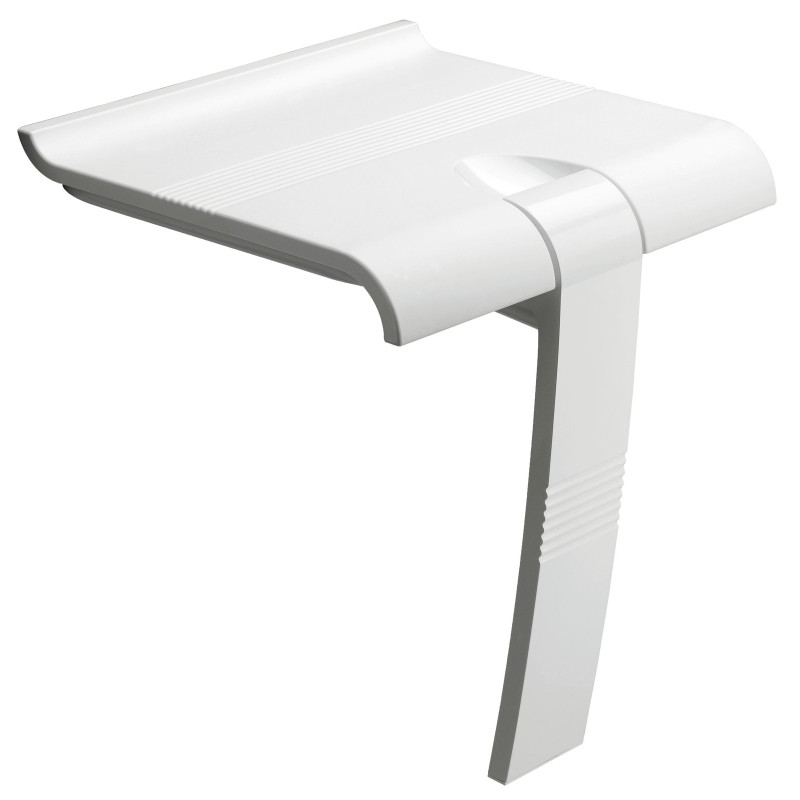 Siège de douche escamotable, 442 X 450 X 500 mm, pied alu et assise ABS, blanc