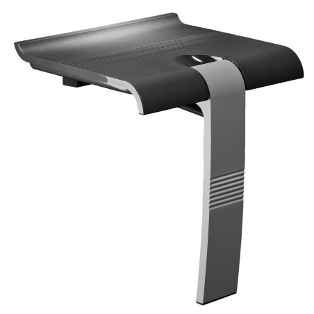 Siège de douche escamotable, 442x450x500 mm, pied alu. gris, assise ABS anth