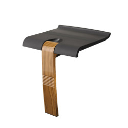 Siège de douche escamotable, 442x450x500 mm, pied alu. bois, assise ABS anth