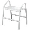 Tabouret de douche 2 poignées assise 8 lattes, blanc, pied alu. blanc Ø 30 mm