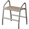 Tabouret de douche 2 poignées assise 8 lattes, taupe, pied alu. Ø 30 mm gris chr