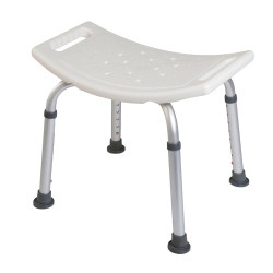 Tabouret de douche grande assise, 2 poignées et pieds réglables en hauteur