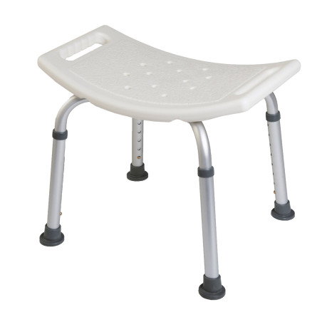 Tabouret de douche grande assise, 2 poignées et pieds réglables en hauteur