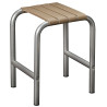 Tabouret de douche assise 4 lattes, gris, pied alu. époxy Ø 30 mm gris chrome