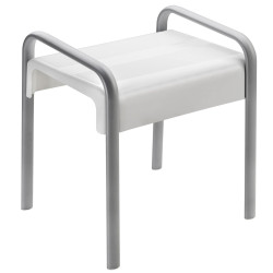 Tabouret de douche de sécurité 461x526X580mm, alu. Ø 38x25mm gris, assise blanc