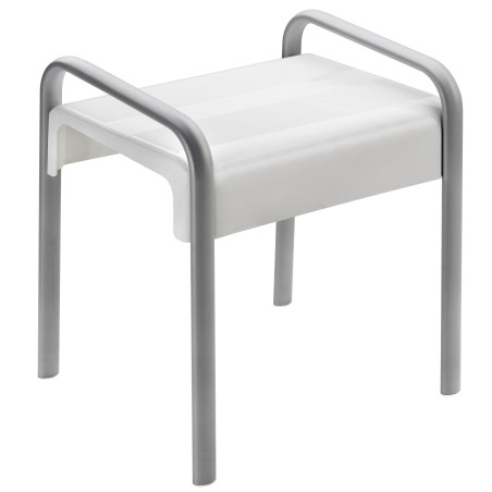 Tabouret de douche de sécurité 461x526X580mm, alu. Ø 38x25mm gris, assise blanc
