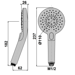 Douchette TURBO 3 jets 110 mm