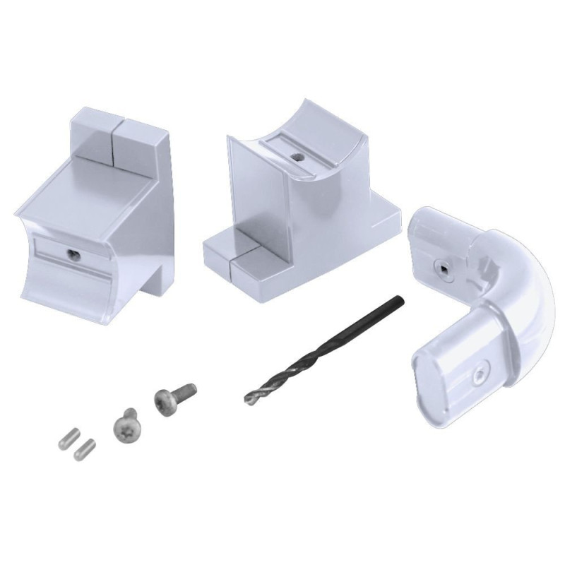 Jonction angle 2 murs 90° Kit Arsis et 1 paire de fixations murales, blanc