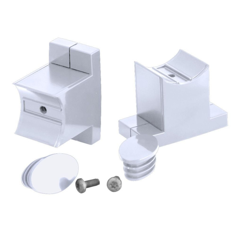 Paire de fixations murales + bouchons pour Kit Arsis, aluminium époxy blanc