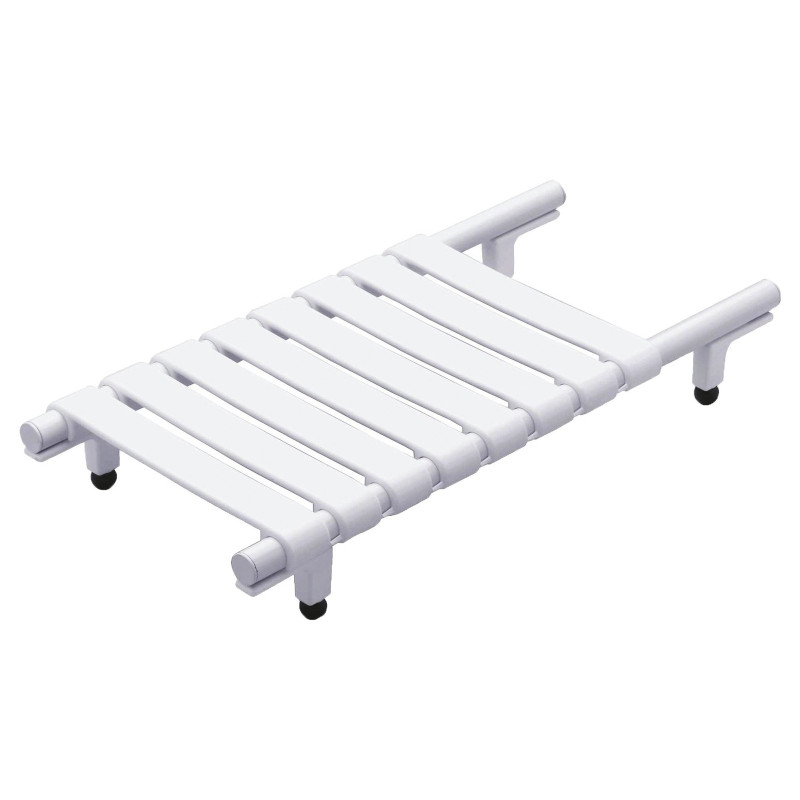 Planche de bain réglable blanche, tube aluminium Ø 30 mm, 8 lattes