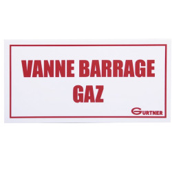Plaque signalétique - libéllé "vanne barrage gaz"