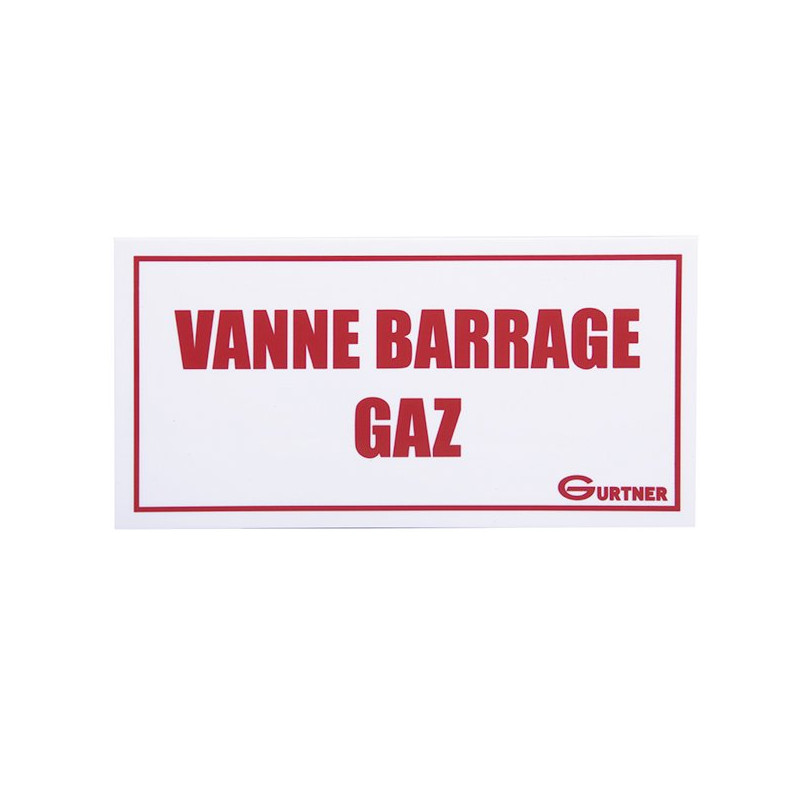 Plaque signalétique - libéllé "vanne barrage gaz"