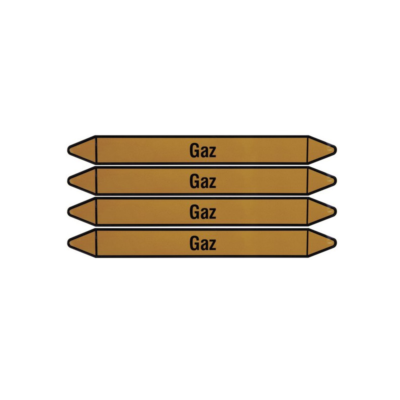 Plaque autocollante jaune Pour tuyauterie gaz - sachet