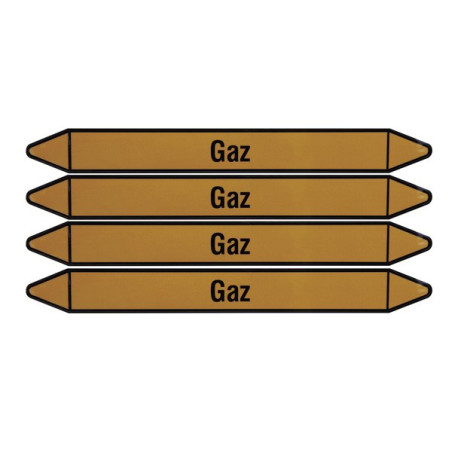 Plaque autocollante jaune Pour tuyauterie gaz - sachet