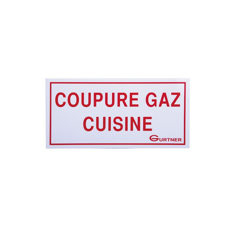 Plaque signalétique - libéllé "coupure gaz cuisine"