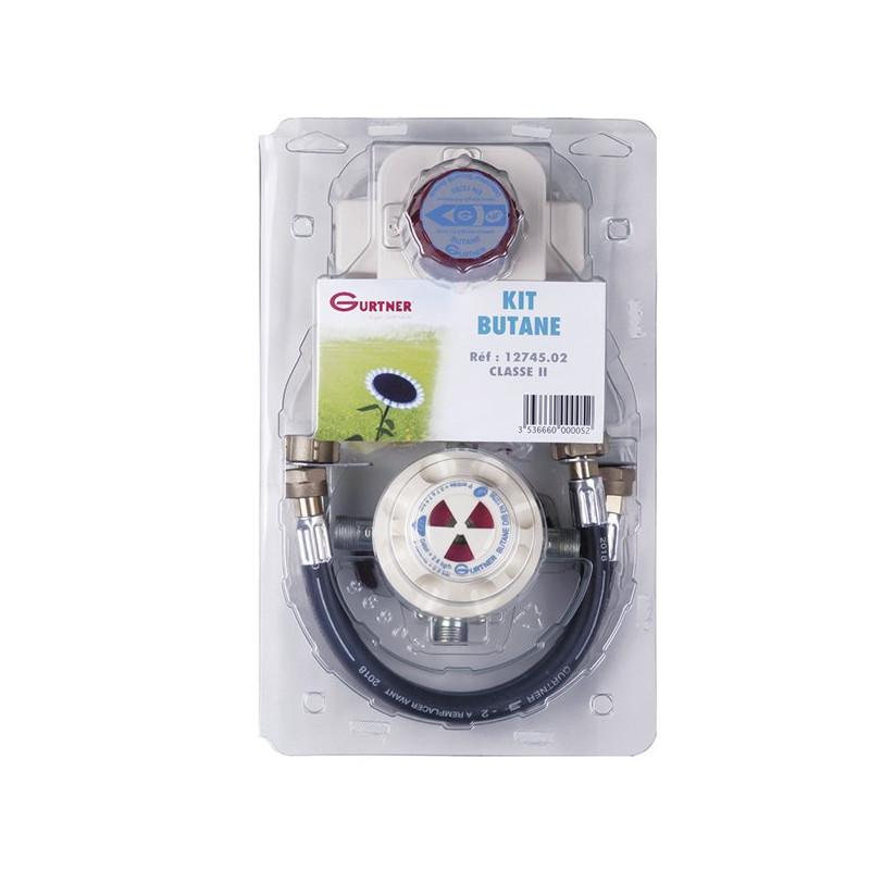 Ensemble complet pour installation domestique pour raccordement chauffe-bains. Le kit butane comprend une seco