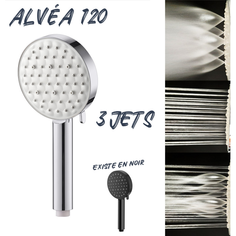 Douchette alvea 3 jets chromé 120 mm