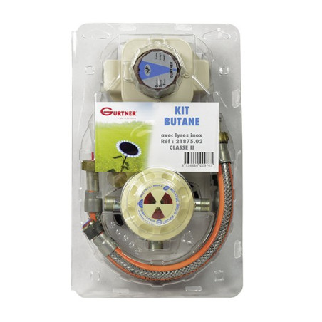 Ensemble complet pour installation domestique pour raccordement chauffe-bains. Le kit butane comprend une seco