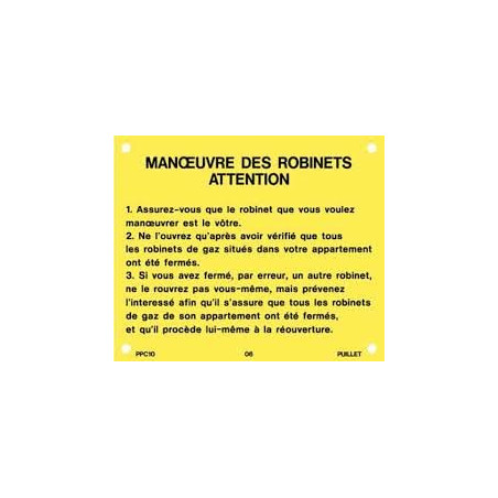 Plaque PVC fond jaune PPC 10 Serigraphie en noir