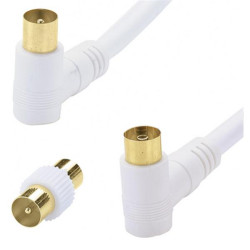 ERARD Cordon TV gold - M 9.52 mm - F 9.52 mm - coudé 90° - adaptateur - 2 m - bla