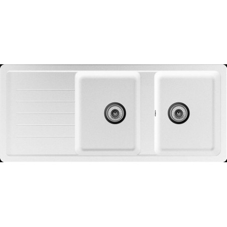 Évier à encastrer Toledo 2 bacs, 1 égouttoir 1160 x 500 mm Cristadur