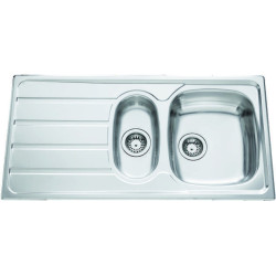 Évier à encastrer Montebello 1 bac et demi, 1 égouttoir 1000 x 500 mm Inox