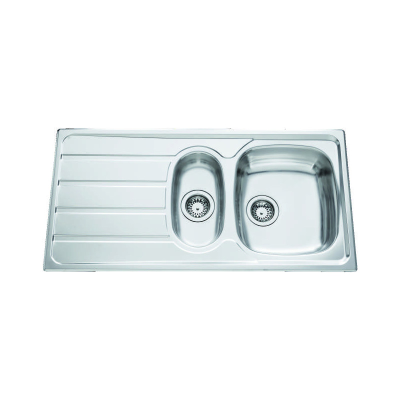Évier à encastrer Montebello 1 bac et demi, 1 égouttoir 1000 x 500 mm Inox