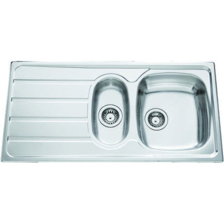 Évier à encastrer Montebello 1 bac et demi, 1 égouttoir 1000 x 500 mm Inox