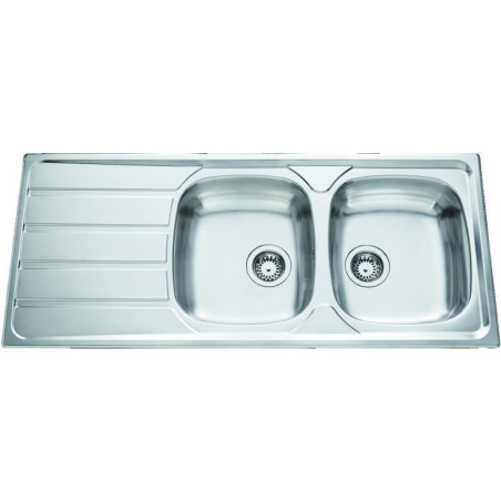 Évier à encastrer Montebello 2 bacs, 1 égouttoir 1160 x 500 mm Inox