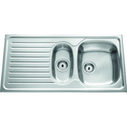 Évier à encastrer Siros 1 bac et demi, 1 égouttoir 1000 x 500 mm Inox