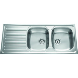 Évier à encastrer Siros 2 bacs, 1 égouttoir 1160 x 500 mm Inox