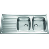 Évier à encastrer Siros 2 bacs, 1 égouttoir 1160 x 500 mm Inox