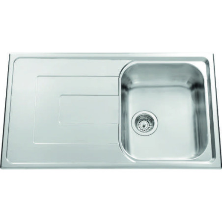 Évier à encastrer Portofino 1 bac, 1 égouttoir 860 x 500 mm Inox